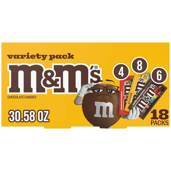 M&M's Variety Pack Full Size Milk Chocolate Candy Bars - 18 Ct