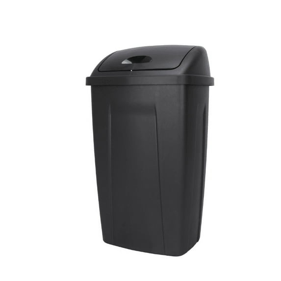 Mainstays 13 Gallon Kitchen Trash Can, Plastic Swing Top Garbage Bin, Black