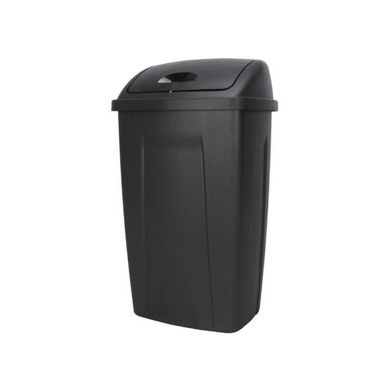 Mainstays 13 Gallon Kitchen Trash Can, Plastic Swing Top Garbage Bin, Black
