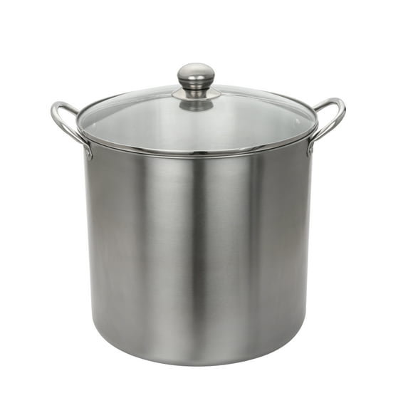 Mainstays 21.5 Quart Stainless Steel Canning Pot with Rack, Dual Water Bath Canner and Steam Canner, Large Stock Pot for Home Canning and Preserving