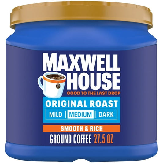 Maxwell House Original Medium Roast Ground Coffee, 27.5 oz Canister, Medium