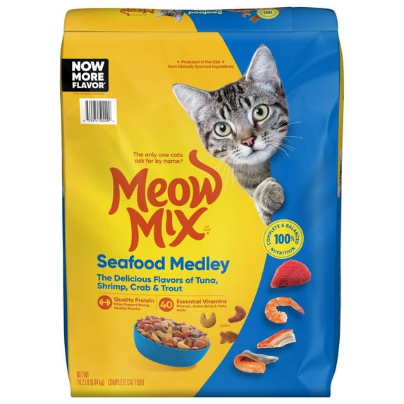 Meow Mix Seafood Medley Dry Cat Food, 14.2 lb. Bag 

