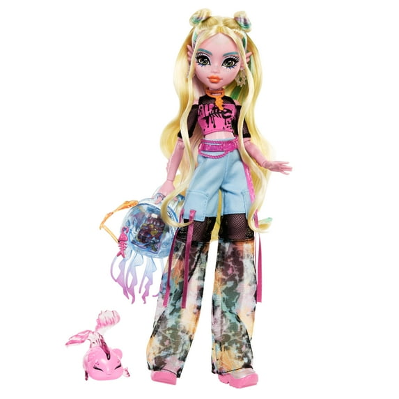 Monster High Lagoona Blue Fashion Doll with Pet Fish Neptuna, Mesh Tee, Cargo Pants and Accessories