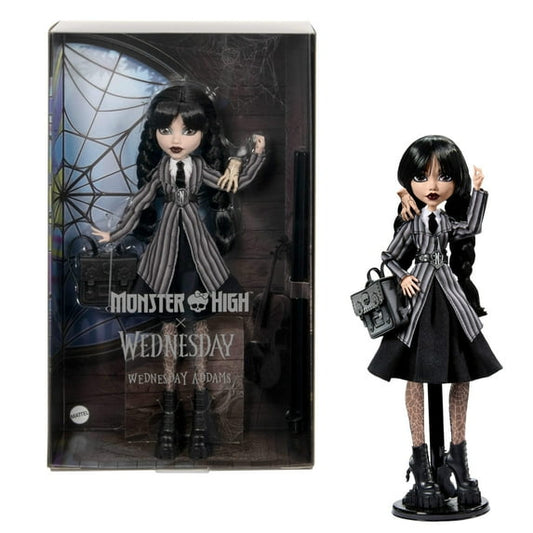 Monster High Wednesday Collectible Doll, Wednesday Addams in Nevermore Academy Uniform with Thing