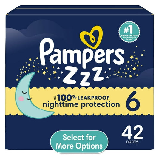 Pampers Swaddlers Overnight Zzz Baby Diapers Size 6, 42 Count (Select for More Options)
