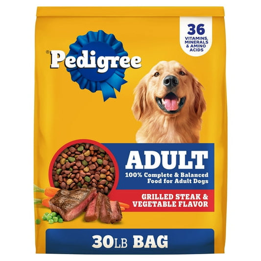 Pedigree Complete Nutrition Adult Dry Dog Food Grilled Steak & Vegetable Flavor, 30 Lb Bag
