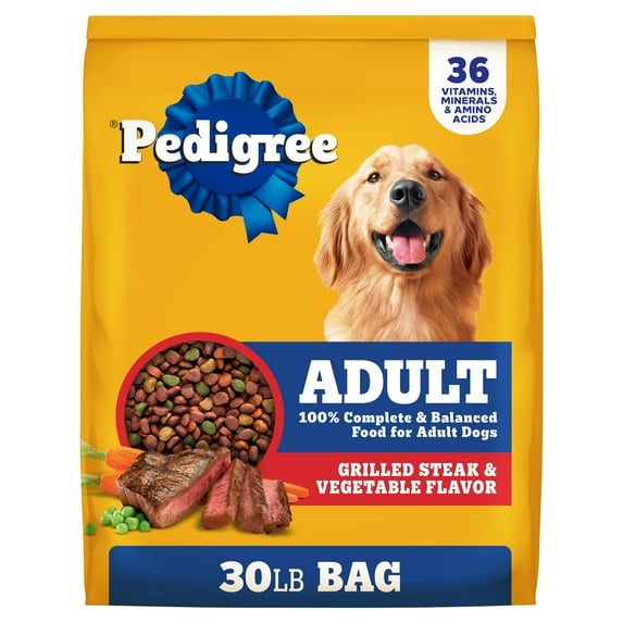 Pedigree Complete Nutrition Adult Dry Dog Food Grilled Steak & Vegetable Flavor, 30 Lb Bag