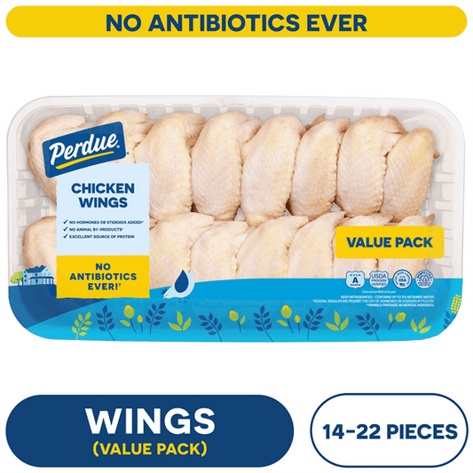 Perdue, No Antibiotics Ever, Fresh Chicken Wings Value Pack, 3.5.3-5.4 lb. Tray