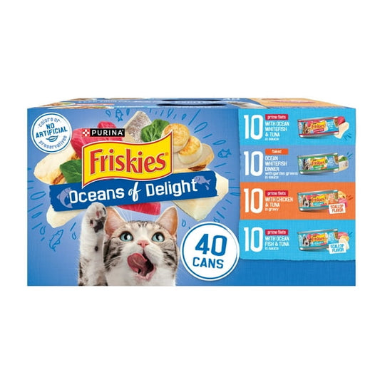 Purina Friskies Ocean Of Delight Gravy Variety Pack, Wet Cat Food, 5.5 oz Cans, 40 Pack