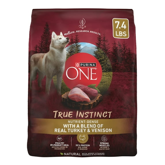 Purina One True Instinct Dry Dog Food for Adult Dogs, High Protein Real Turkey & Venison, 7.4 lb Bag