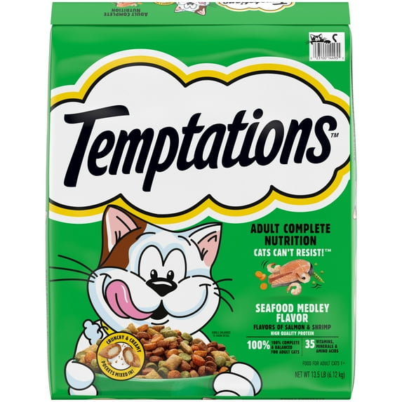 Temptations Adult Dry Cat Food Seafood Medley Flavor, 13.5 Lb Bag