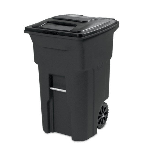 Toter 64 gallon black garbage can with wheels and lid