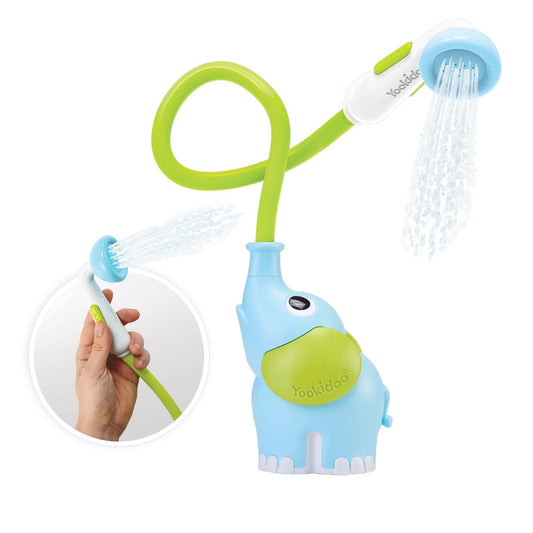 Yookidoo Elephant Baby Showerª - Blue Elephant Water Pump and Trunk Spout Rinser - for Newborn Babies in Tub Or Sink