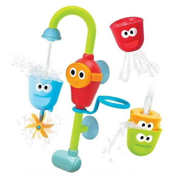 Yookidoo Toddler Bath Toy - Flow N Fill Spout - Three Stackable Play Cups and Water Spray Spout For Kids Bathtime Fun