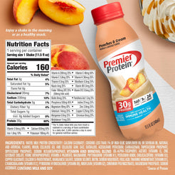 Premier Protein Shake, Peaches & Cream, 30g Protein, 11.5 fl oz, 12 ct