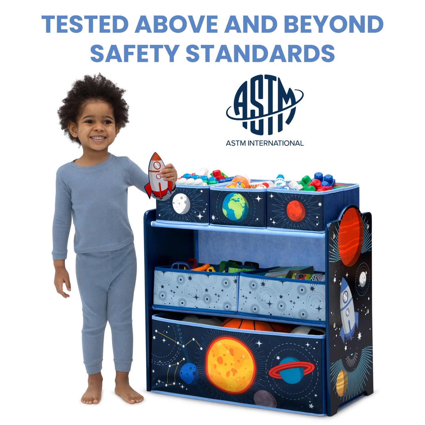 Delta Children Space Adventures 6 Bin Design and Store Toy Organizer, Greenguard Gold Certified