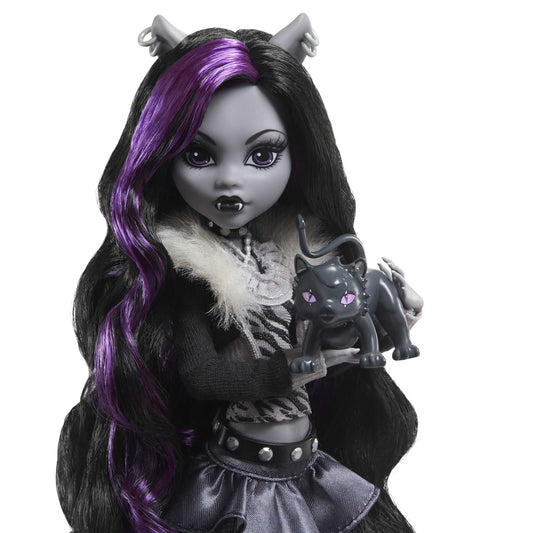 Monster High Doll with Posters, Clawdeen Wolf in Black and White