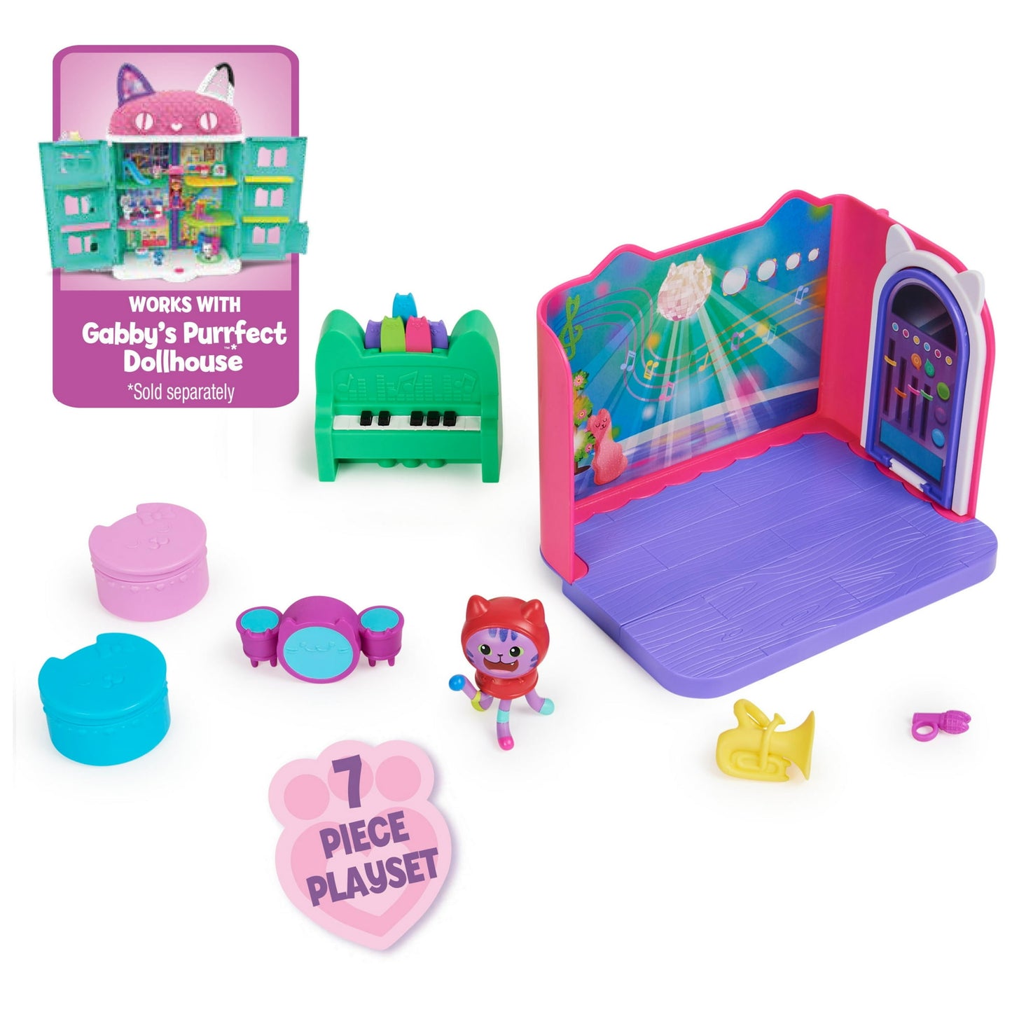 GabbyÕs Dollhouse, Groovy Music Room Playset with Daniel James Catnip Figure