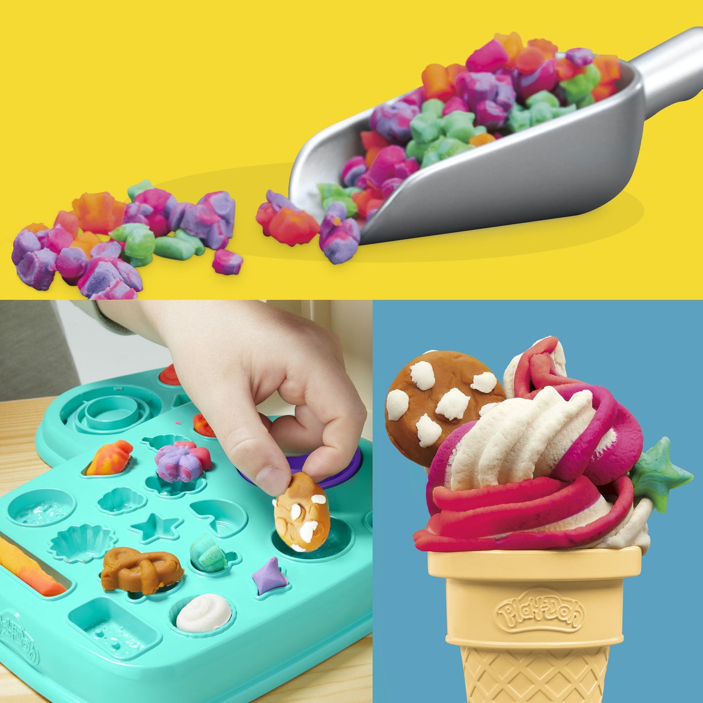Play-Doh Rainbow Swirl Ice Cream Playset, 7 Play Kitchen Accessories