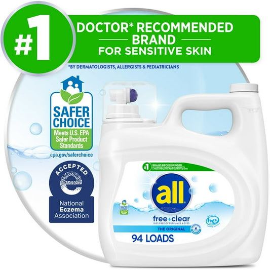 all Free Clear Liquid Laundry Detergent, 118 oz, 94 Loads