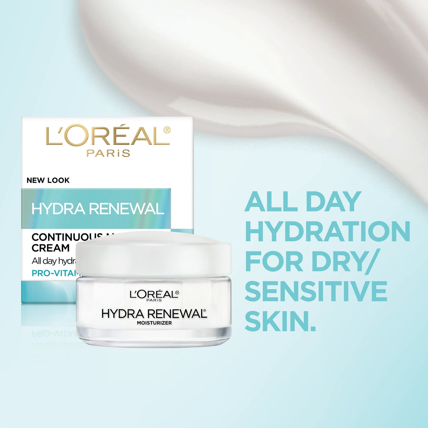 (3 pack) L'Oreal Paris Hydra-Renewal Continuous Facial Moisturizer for Dry Sensitive Skin, 1.7 oz