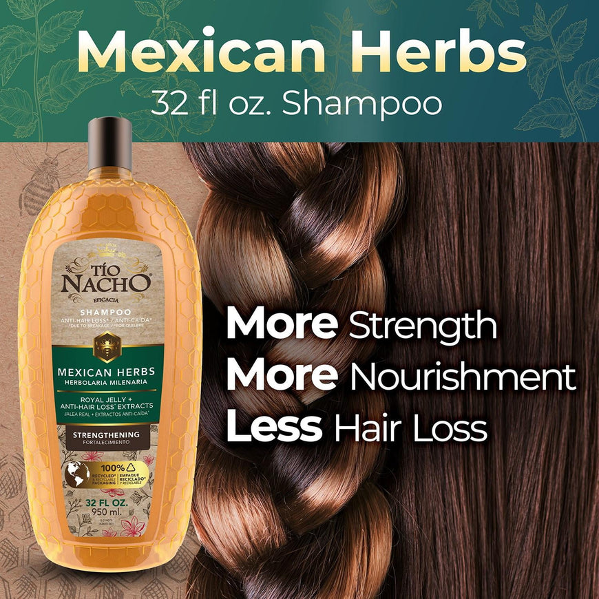 Tio Nacho Mexican Herbs Shampoo, Strengthening, Anti Hair Loss & Anti Breakage, All Hair Types 32 fl oz