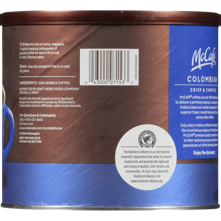 McCafe Colombian, Medium-Dark Roast, Ground Coffee, 30 oz