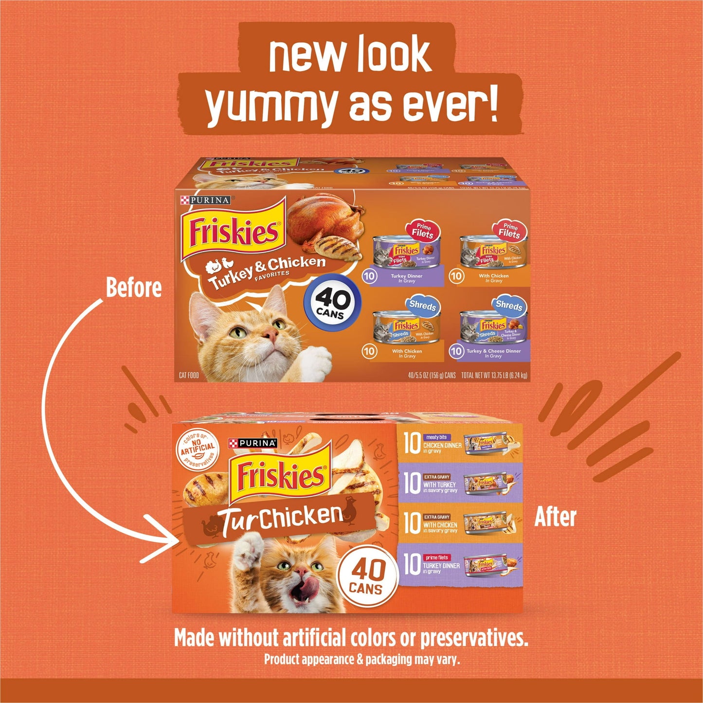 Purina Friskies Turchicken Gravy, Soft Variety Pack, Wet Cat Food, 5.5 oz Cans, 40 Pack
