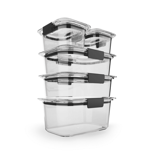 Rubbermaid Brilliance Leak-Proof Stain Resistant Clear Food Storage Containers, 10 Piece Set