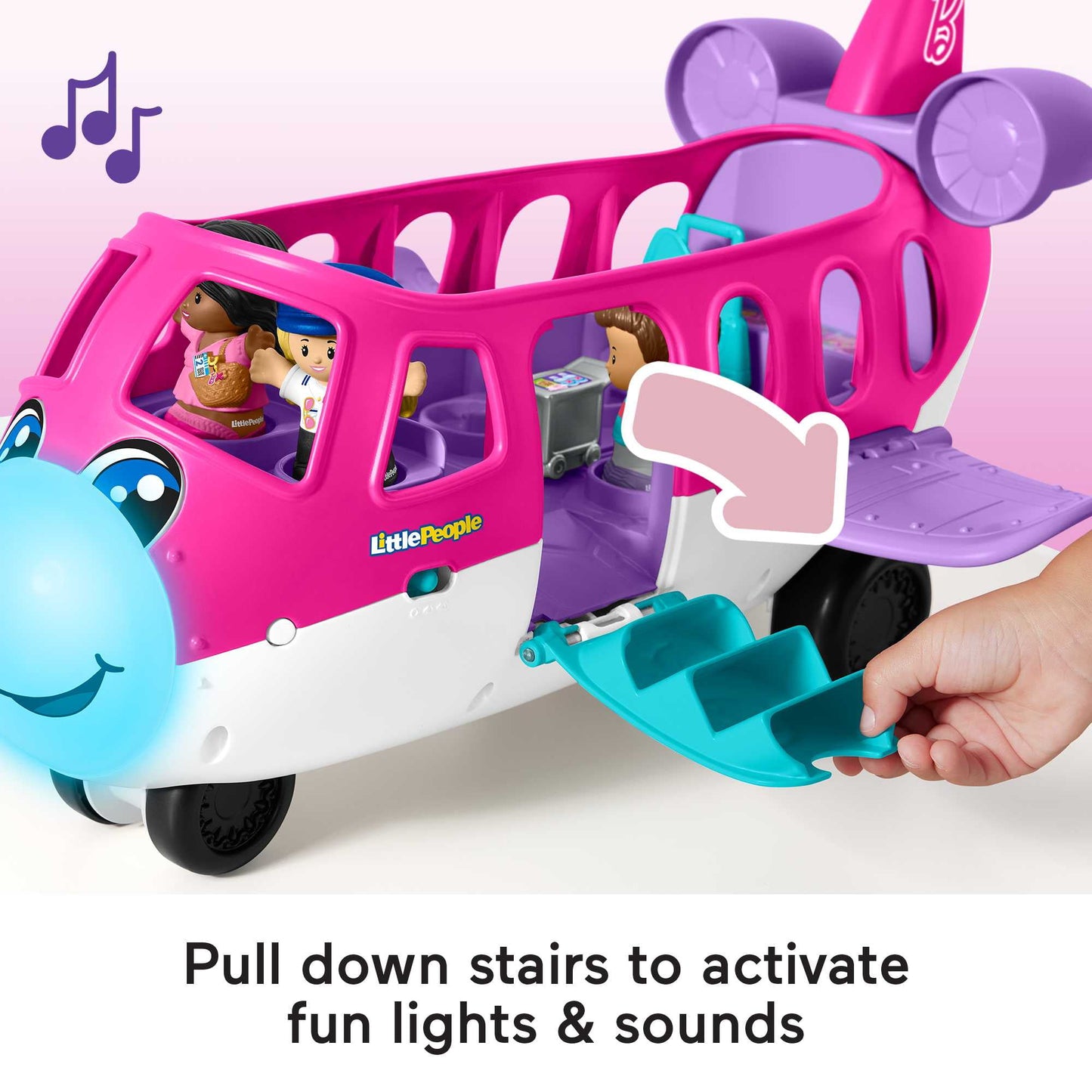 Little People Barbie Toy Airplane with Lights Music and 3 Figures, Little Dream Plane, Toddler Toys