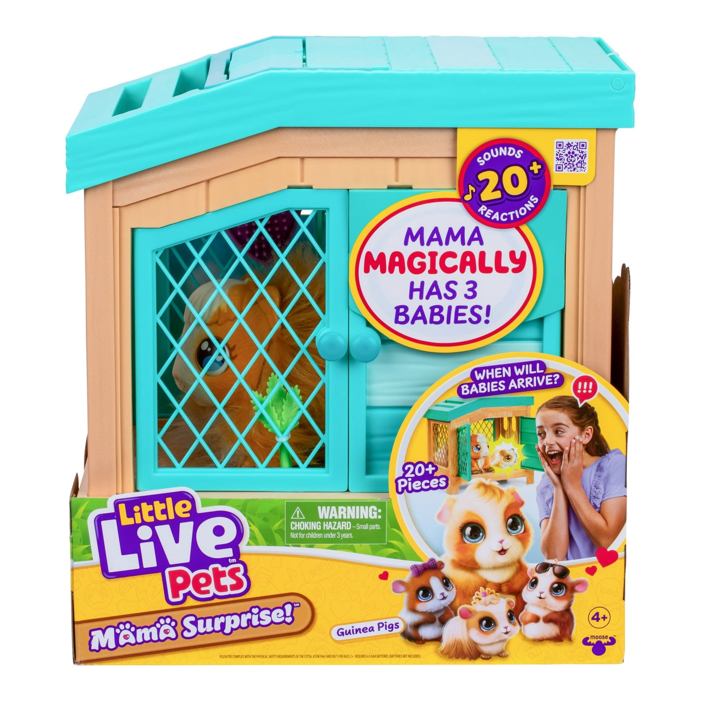 Little Live Pets, Mama Surprise, Soft, Interactive Mama Guinea Pig, 20+ Sounds & Reactions, Ages 4+