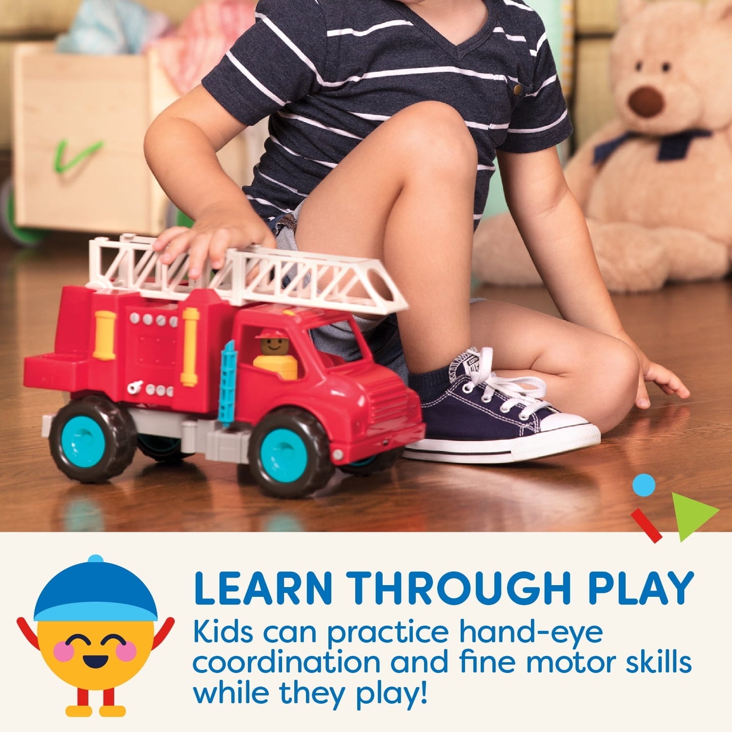 Battat Fire Engine Toy Truck with 2 Firefighter Figurines, Toddler and Preschool Toys