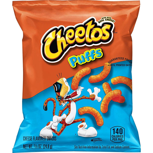 Cheetos Jumbo Puffs Cheese Flavored Puffed Snack Chips, 0.875 oz Bags, 40 Count Multipack