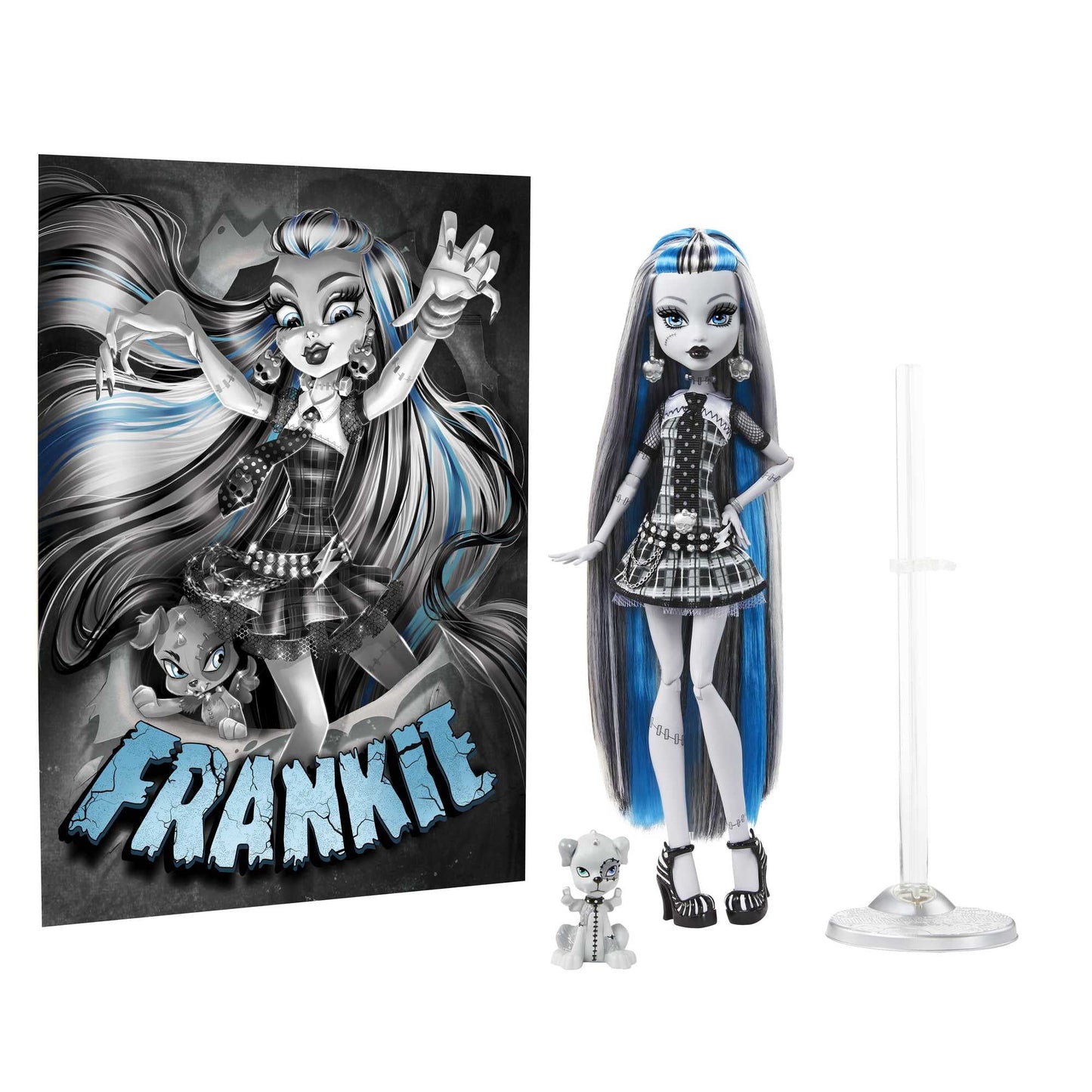 Monster High Doll with Posters, Frankie Stein in Black and White