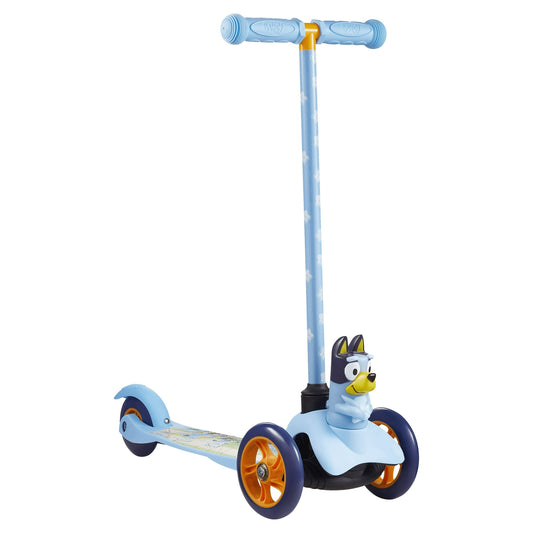 Bluey Ride-N-Glide Buddies 3D Toddler Scooter, 3 Wheel Kick Scooter for Kids Ages 3+, Blue