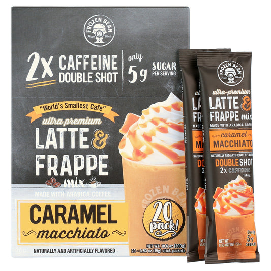 (2 pack) Frozen Bean Ultra-Premium Caramel Macchiato Latte & Frappe Drink Mix 20 Pk