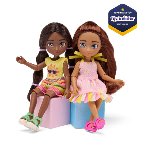 Hey Bestie Jasmine & Makayla 21 Piece Set of 2 (5.5-inch) Travel Dolls with Accessories, Kids Ages 3 & Up