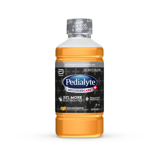 (4 pack) Pedialyte AdvancedCare Plus Electrolyte Drink, Orange Breeze, 1 Liter