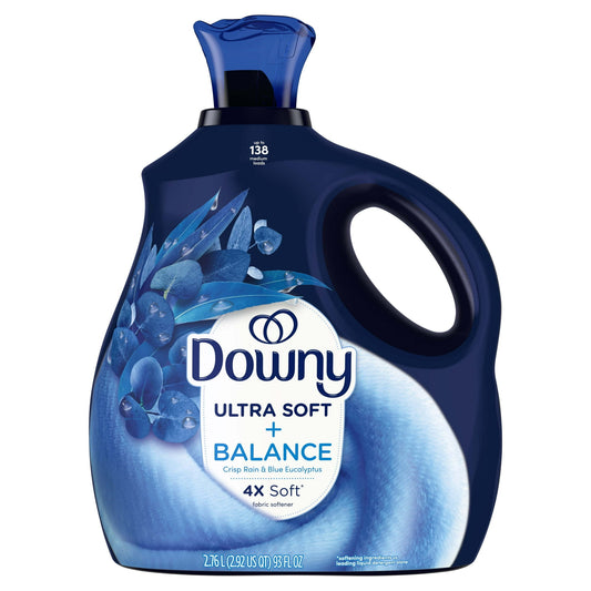 Downy Ultra Soft Liquid Fabric Softener, Balance, Crisp Rain & Blue Eucalyptus, 93 fl oz, 138 Loads