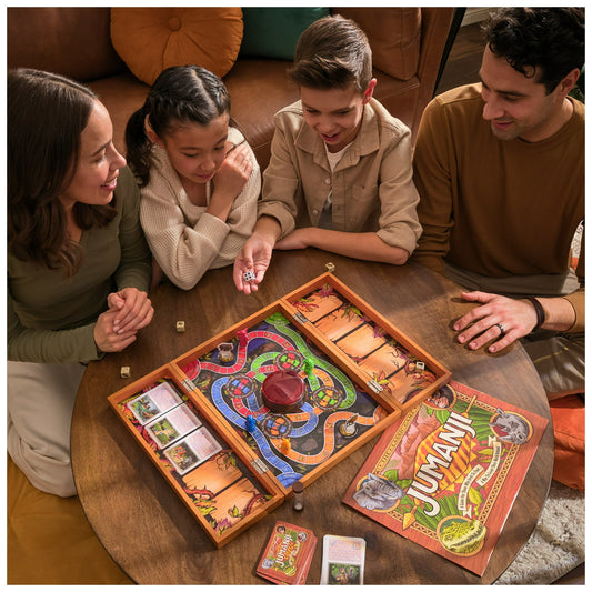 Spin Master Games, Jumanji The Game, Real Wooden Box Edition of the Classic Adventure Board Game, Ages 8 and up