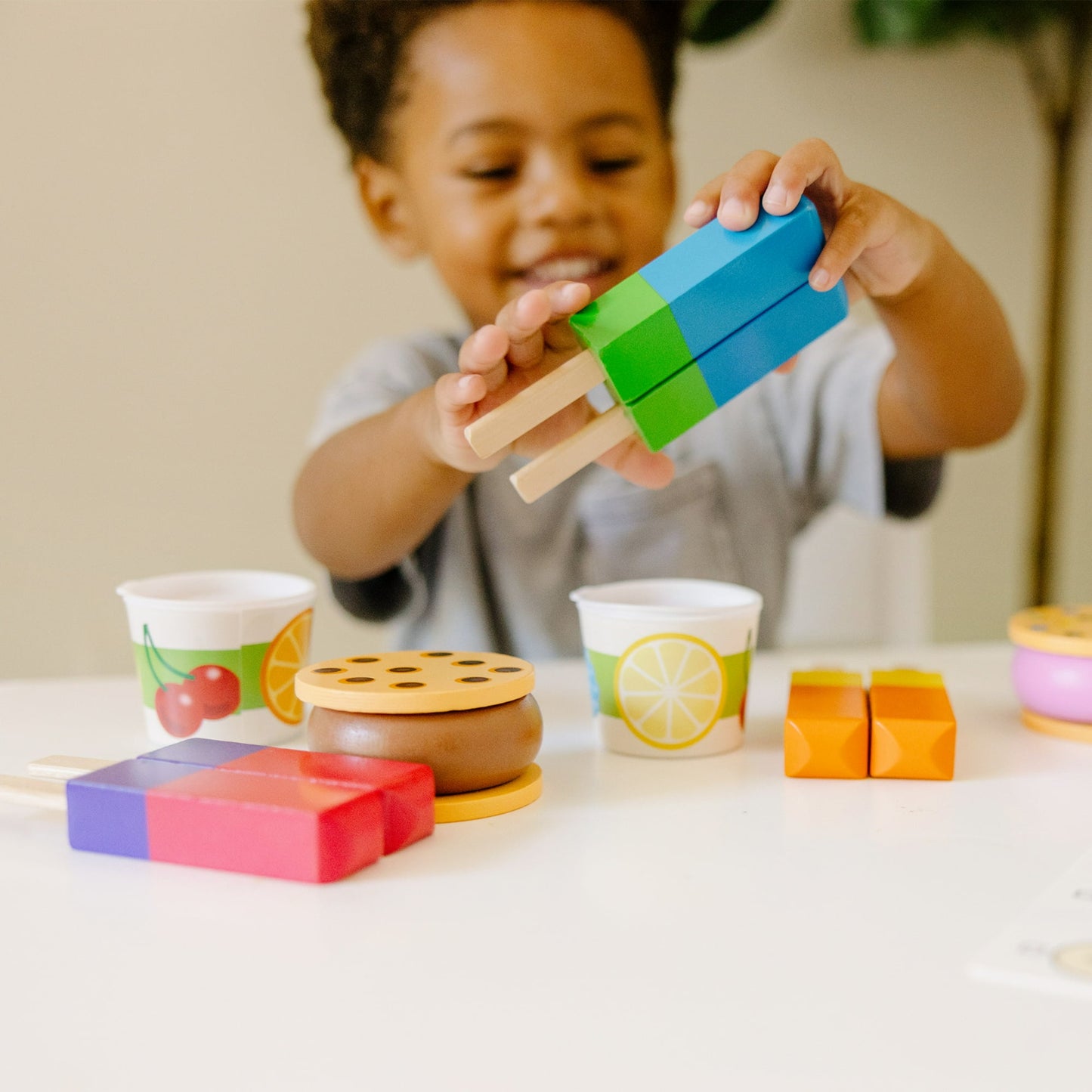 Melissa & Doug Wooden Frozen Treats Ice Cream Play Set (24 Pcs) - Play Food and Accessories