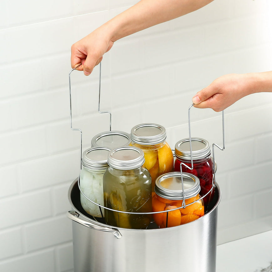 Mainstays 21.5 Quart Stainless Steel Canning Pot with Rack, Dual Water Bath Canner and Steam Canner, Large Stock Pot for Home Canning and Preserving