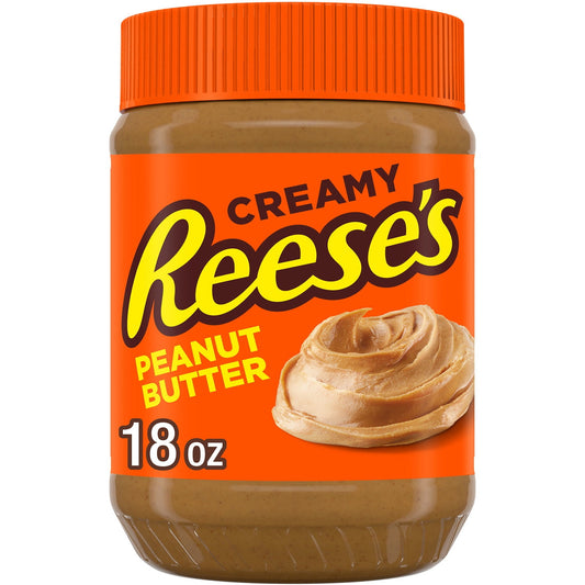 (4 pack) Reese's Creamy Peanut Butter Spread, Jar 18 oz