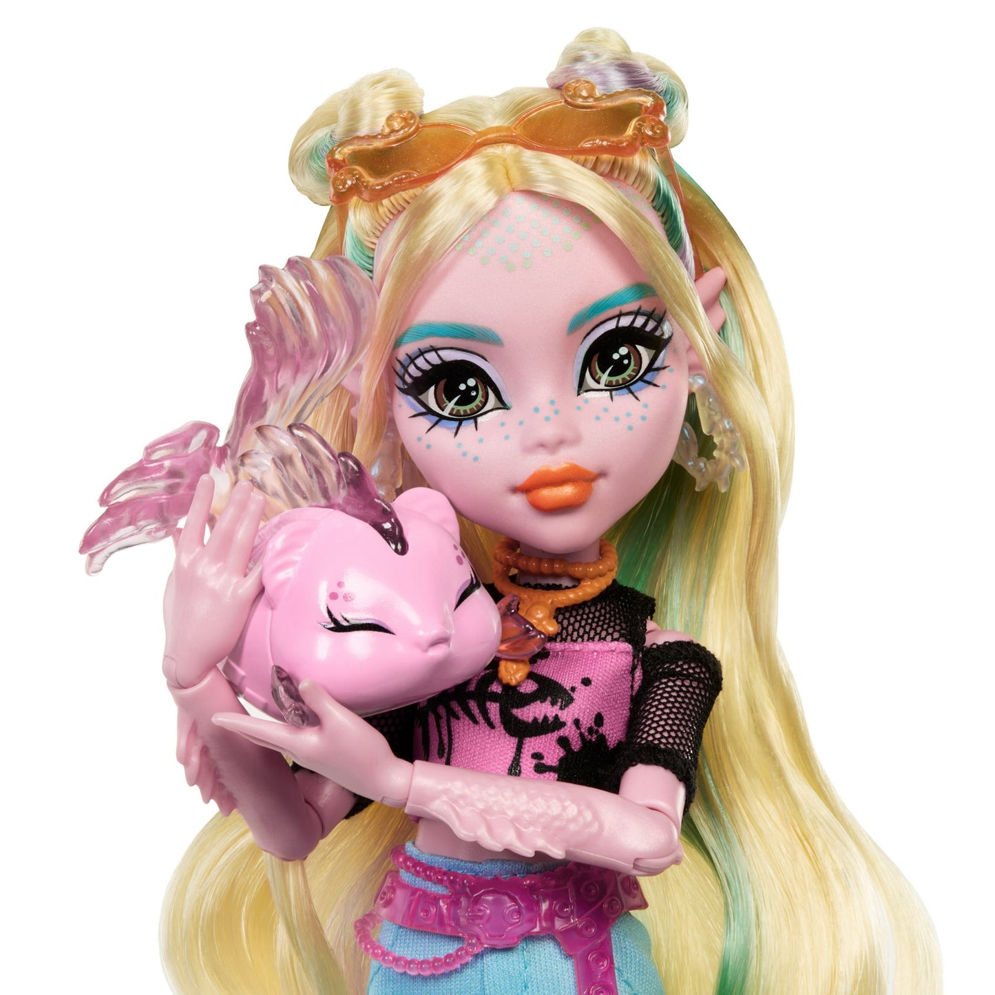 Monster High Lagoona Blue Fashion Doll with Pet Fish Neptuna, Mesh Tee, Cargo Pants and Accessories