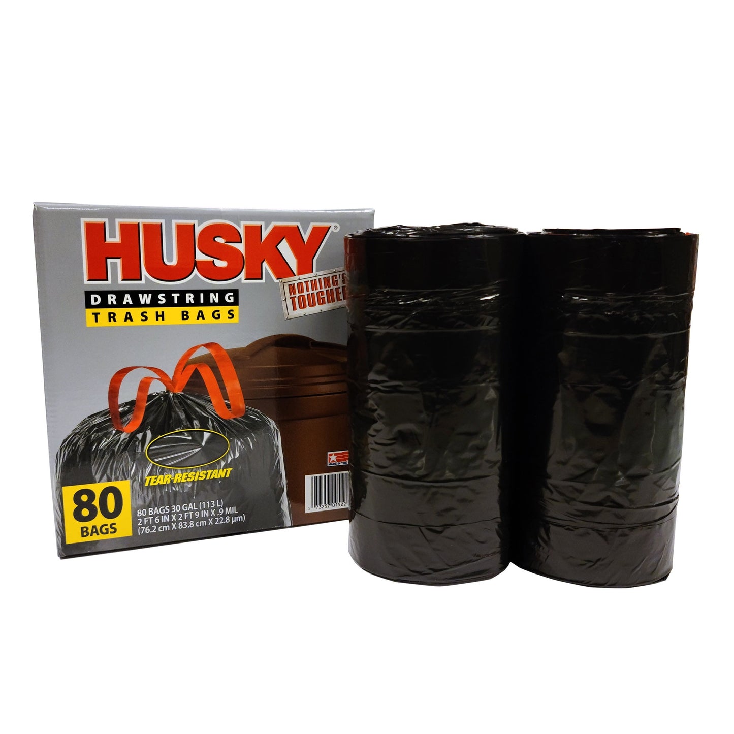 Husky 30 Gallon Large Drawstring Trash Bags, 80 Bags