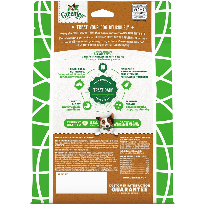 Greenies Gingerbread Flavor Regular Size Dental Care Chew Treats For Dogs, 12 Oz (12 Pack)